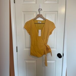 Sage the Label NWT Tallow Wrap Top in Yellow Size Small